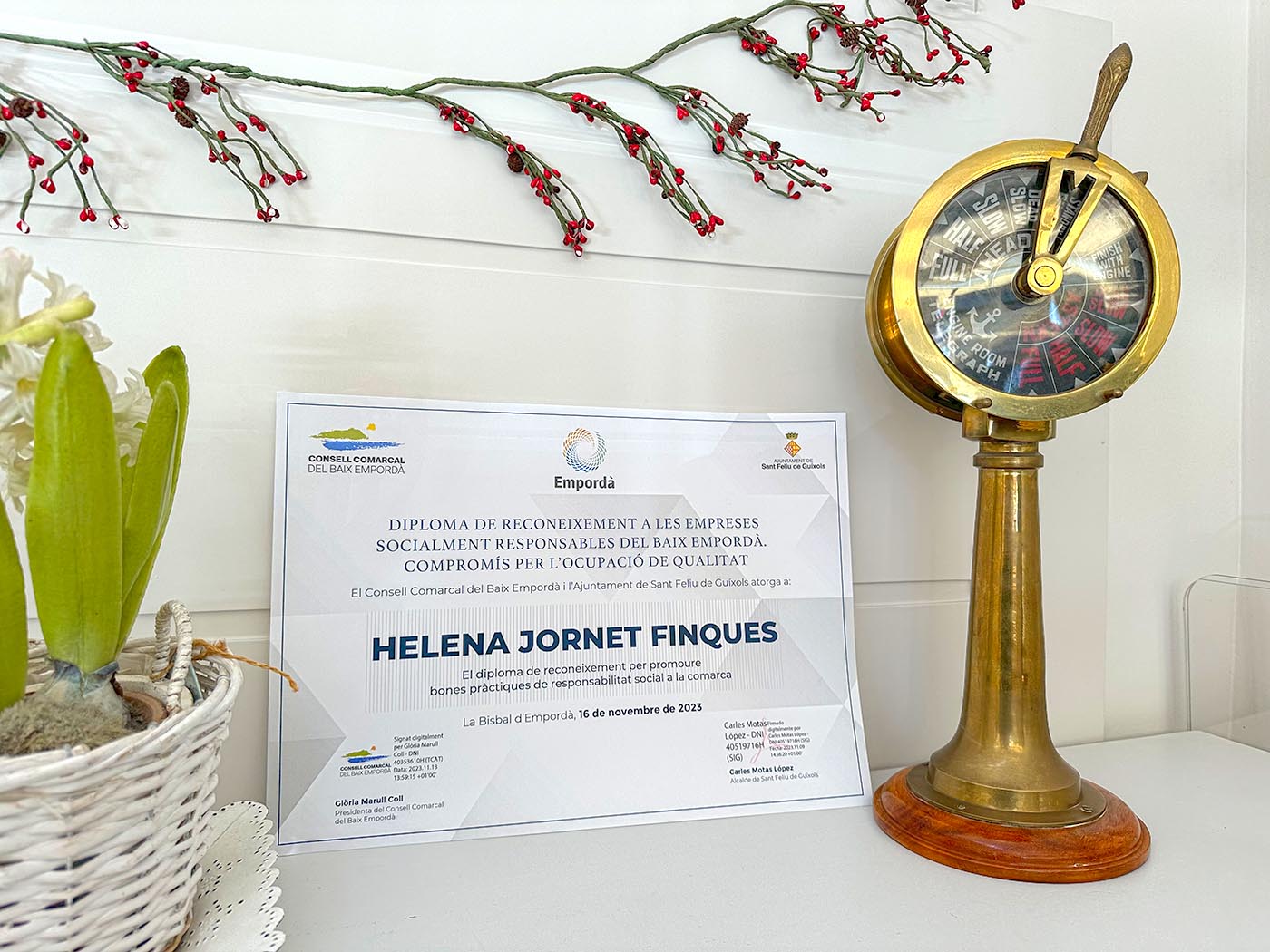 Reconeixement a Helena Jornet Finques com a Empresa socialment responsable